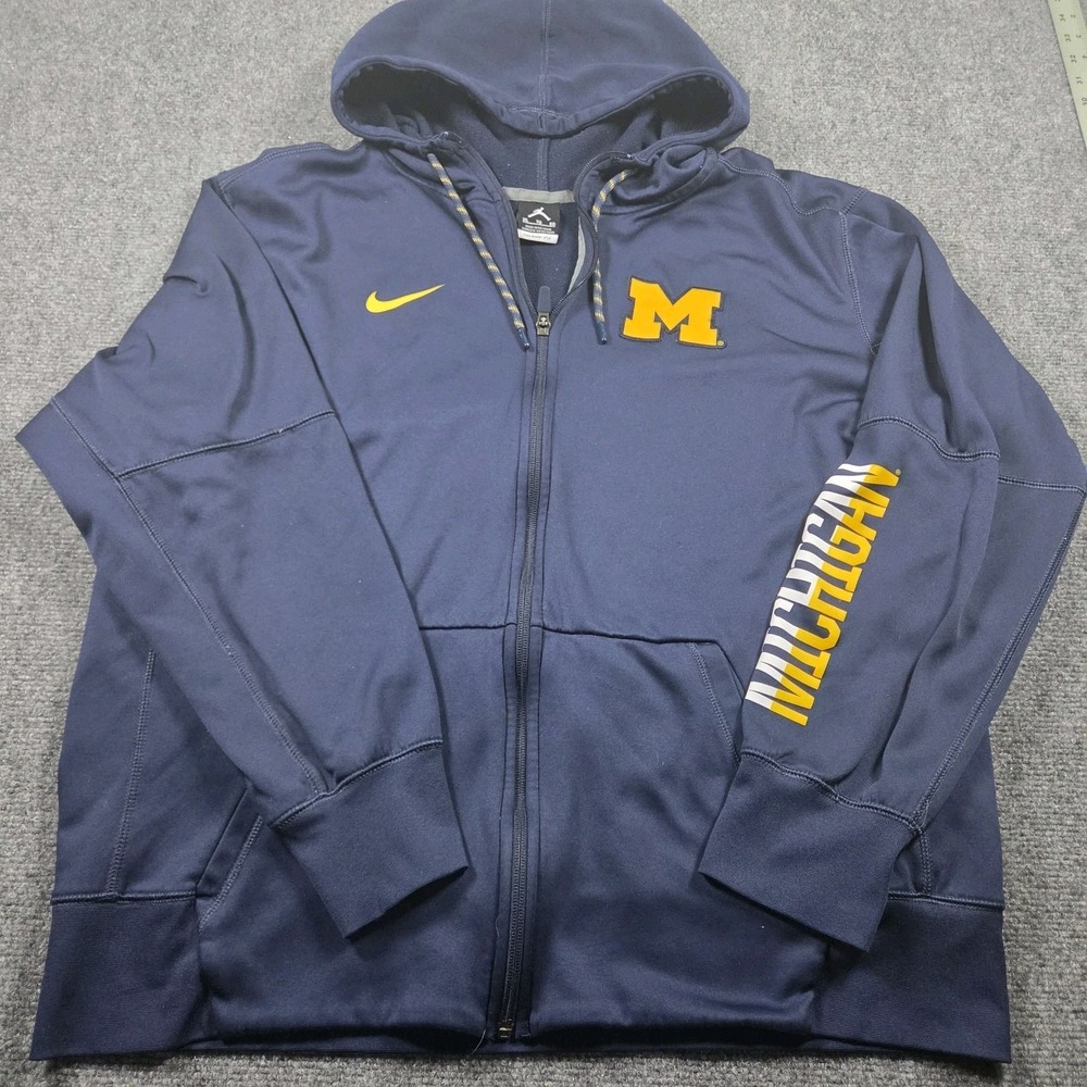 Nike Therma Fit Jordan Michigan Hoodie Mens XL Blue Polyester Full Zip